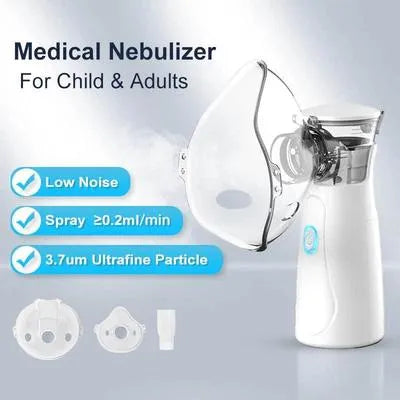 Portable Mesh Nebulizer Machine for Kids & Adults | Silent Electric & Cell Operated Inhaler for Asthma, Cough & Cold Relief