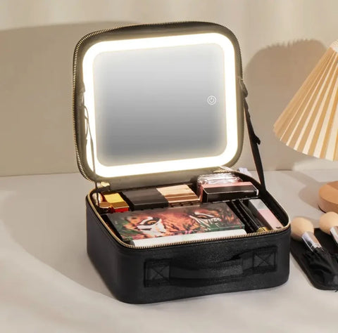 Makeup organizer bag with LED-Lights with Mirror