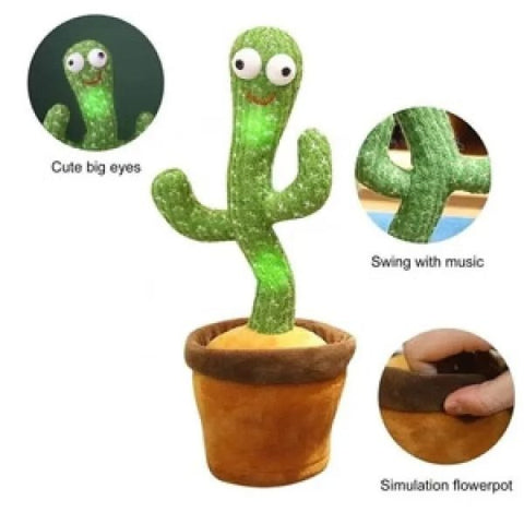 Interactive Dancing Cactus Toy – Singing, Talking, Voice Recording Plush With Usb Rechargeable Function – Fun Educational Gift For Babies And Kids (ages 6 Months & Up) – Rechargeable & With Box